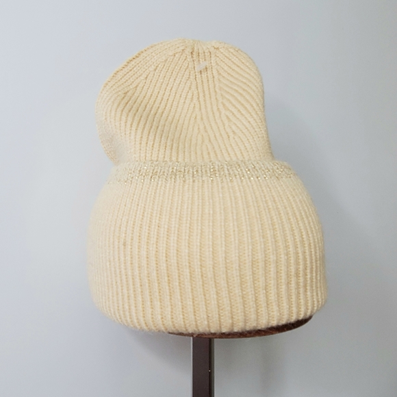 NEW BP Nordstrom Tan Beige Gold Ribbed Cuffed Beanie Hat Cap Winter Snow - Picture 2 of 3